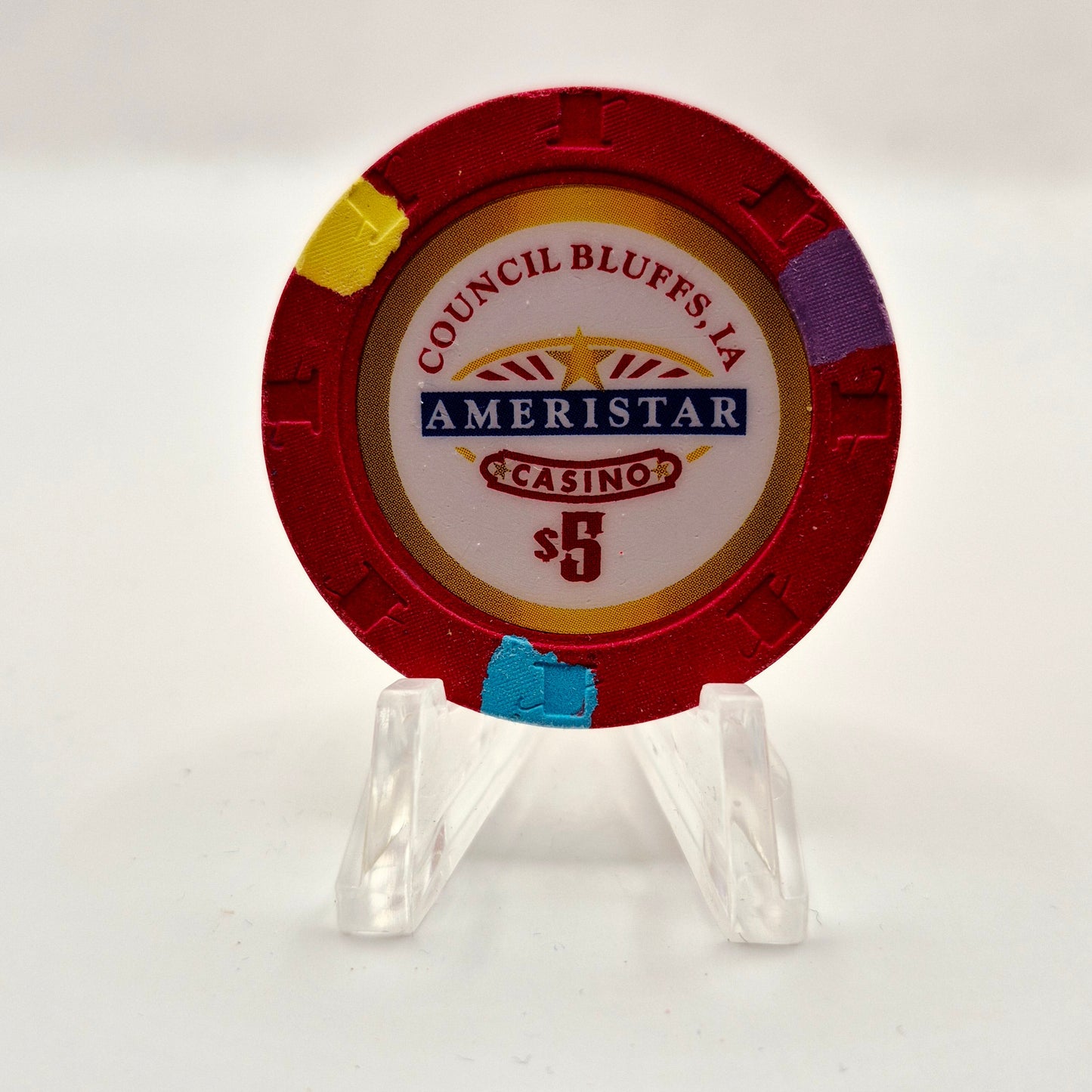 Ameristar Riverboat Hotel Casino Council Bluffs Iowa 2012 $5 Casino Chip *Circulated