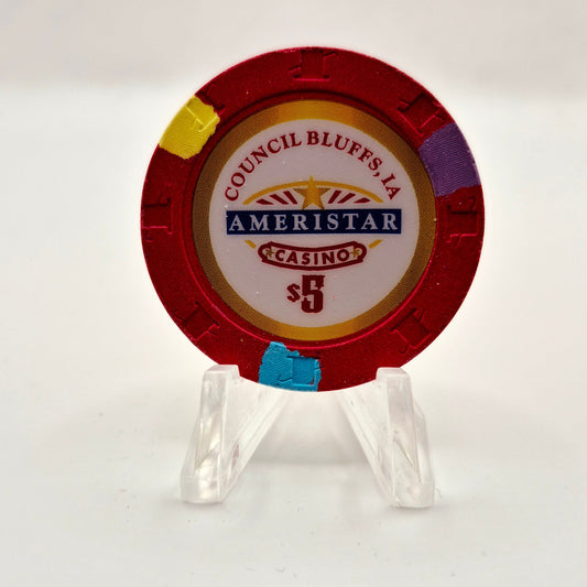 Ameristar Riverboat Hotel Casino Council Bluffs Iowa 2012 $5 Casino Chip *Circulated