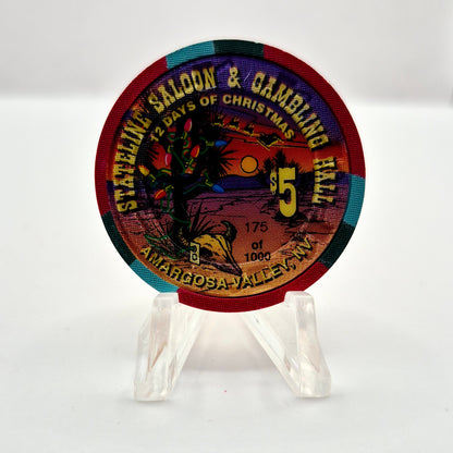 Stateline Saloon Amargosa Valley Nevada 1996 'Partridge in a Pear Tree' Series 1 LE $5 Casino Chip N9164