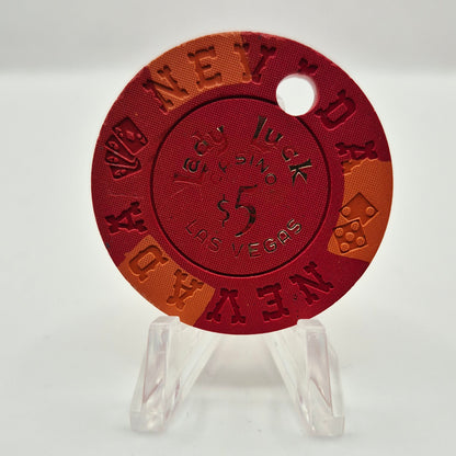 Lady Luck Las Vegas Nevada 1960's Drilled $5 Casino Chip N5986.C