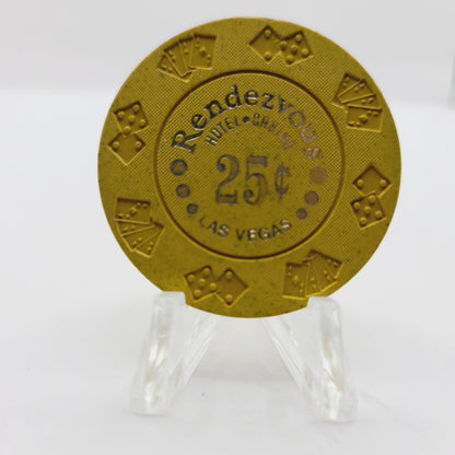 Rendezvous Hotel Casino Las Vegas Nevada 1977 $.25 Casino Chip N0997