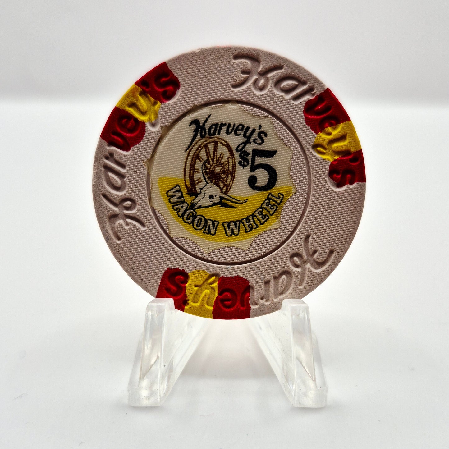 Harvey's "Wagon Wheel" Casino Lake Tahoe Nevada 1970's $5 Casino Chip N8570