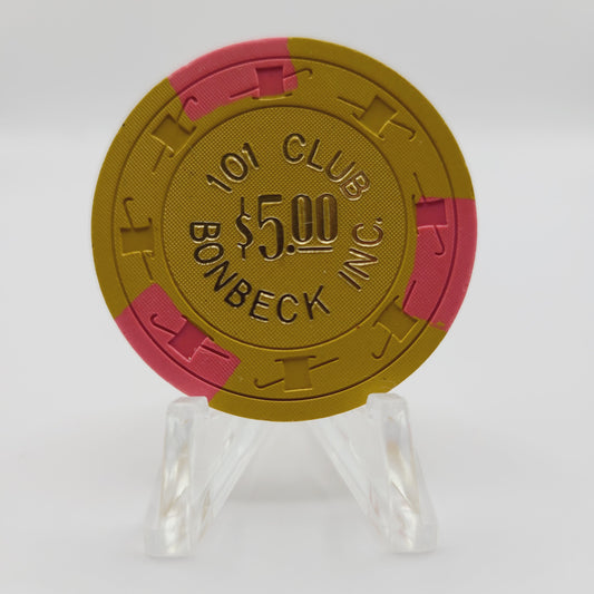 101 Club Bonbeck , Inc. Casino Las Vegas Nevada 1969 $5 Casino Chip N3757