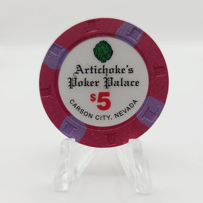 Artichoke Poker Palace Carson City Nevada 1997  $5 Casino Chip N9275