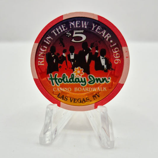 Holiday Inn Boardwalk Casino Las Vegas NV 1995 "Ring in the New Year $5 Casino Chip N2374