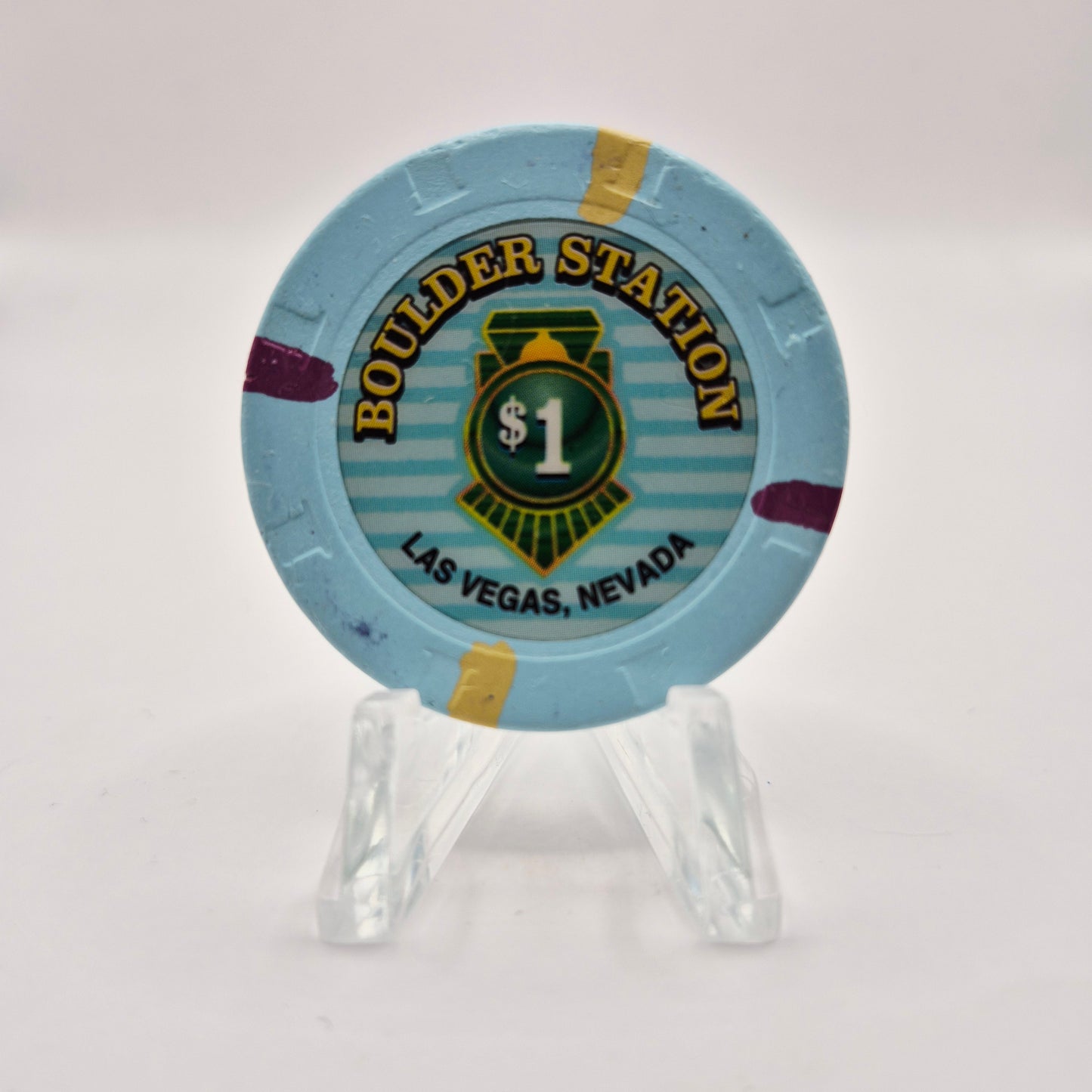 Boulder Station Casino Las Vegas Nevada 2005 $1 Casino Chip E4896 *Worn