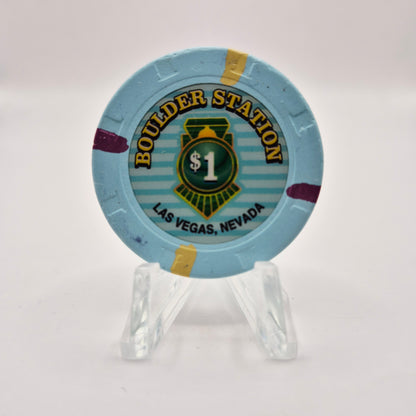 Boulder Station Casino Las Vegas Nevada 2005 $1 Casino Chip E4896 *Worn