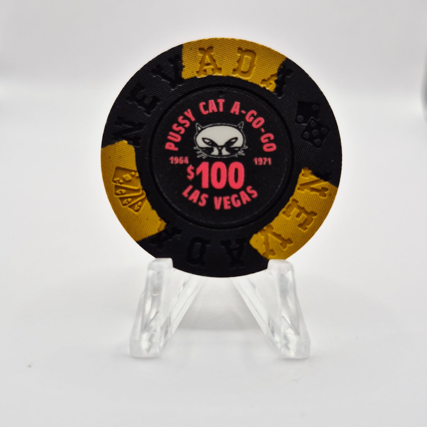 Pussycat a' Go-Go Casino Las Vegas Nevada "Fantasy" 1992 $100 Casino Chip N5976