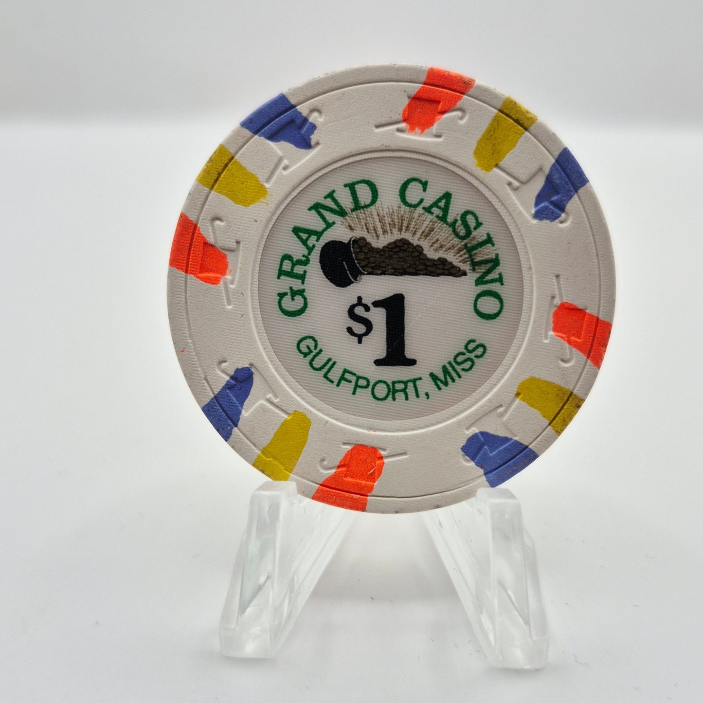 Grand Riverboat Casino Gulfport Mississippi $1 Casino Chip *Slight warping
