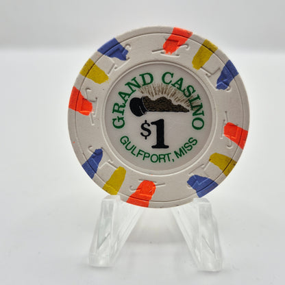Grand Riverboat Casino Gulfport Mississippi $1 Casino Chip *Slight warping