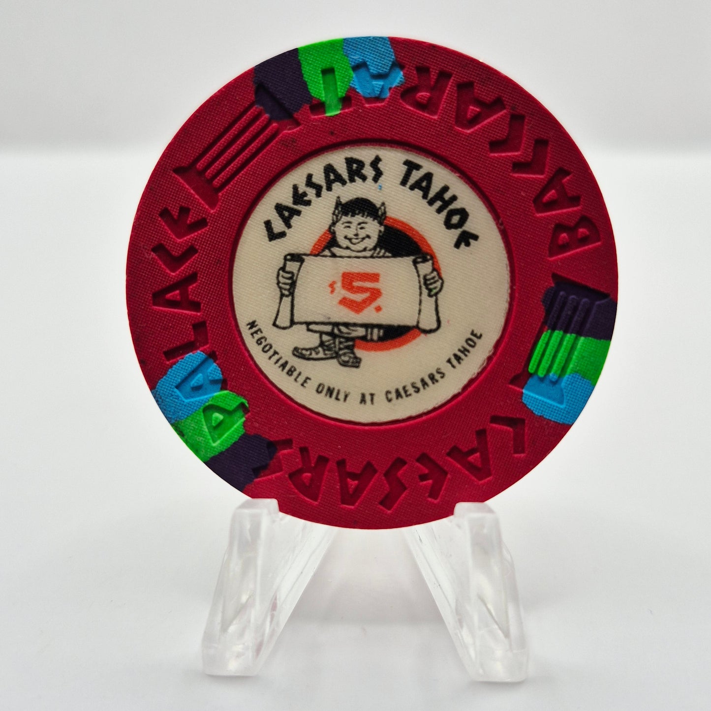 Caesars Tahoe Resort Casino Lake Tahoe Nevada 1980's $5 43 mm Baccarat Casino Chip N4685