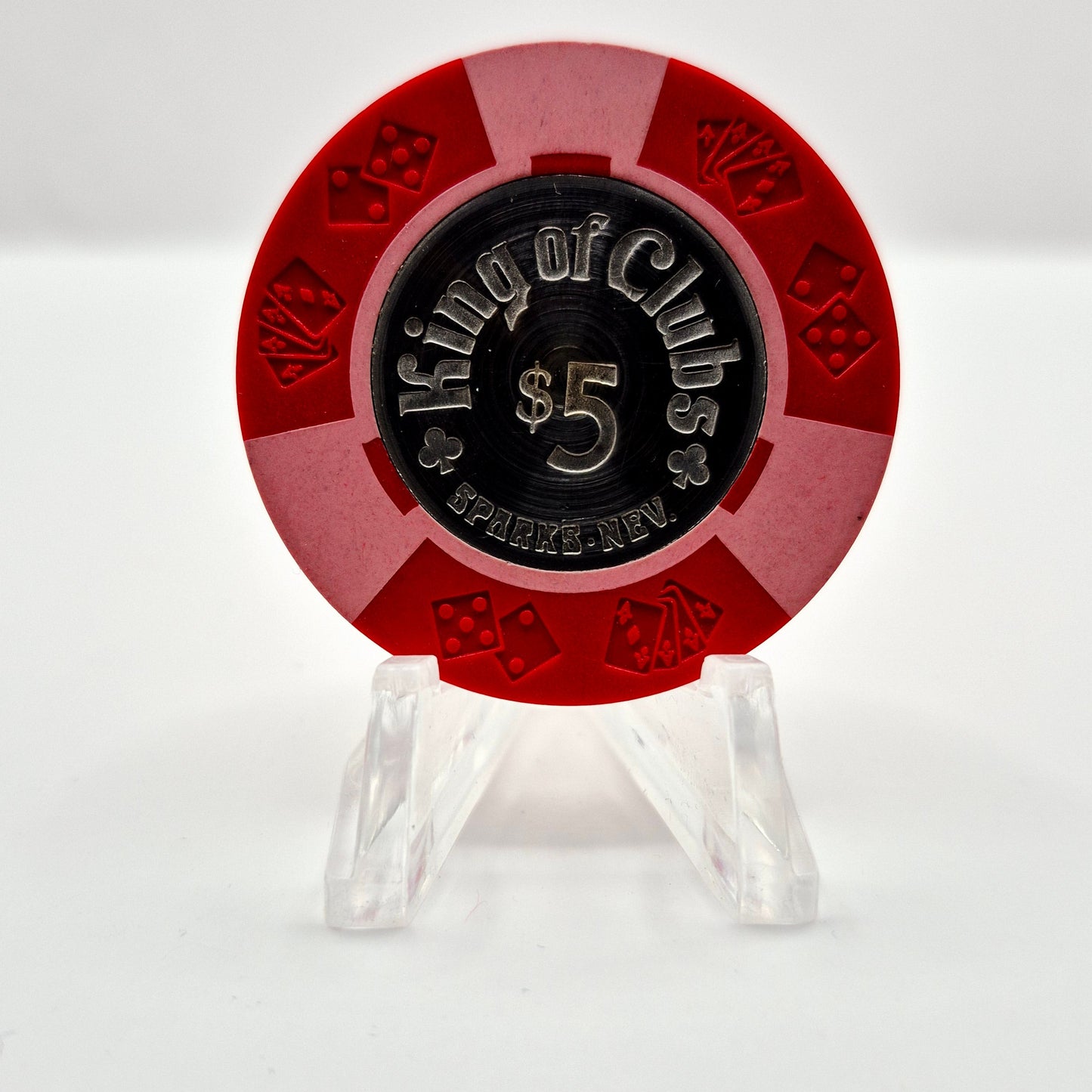 King of Clubs Casino Sparks Nevada 1975 $5 "Coin Inlay" Casino Chip N5202