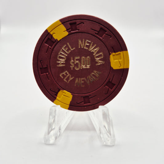 Hotel Nevada Casino Ely Nevada 1950's $5 Casino Chip N3734