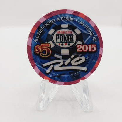 Rio Hotel Casino Las Vegas Nevada 2015 WSOP "Four Aces" $5 Casino Chip D1922 LTD 1000