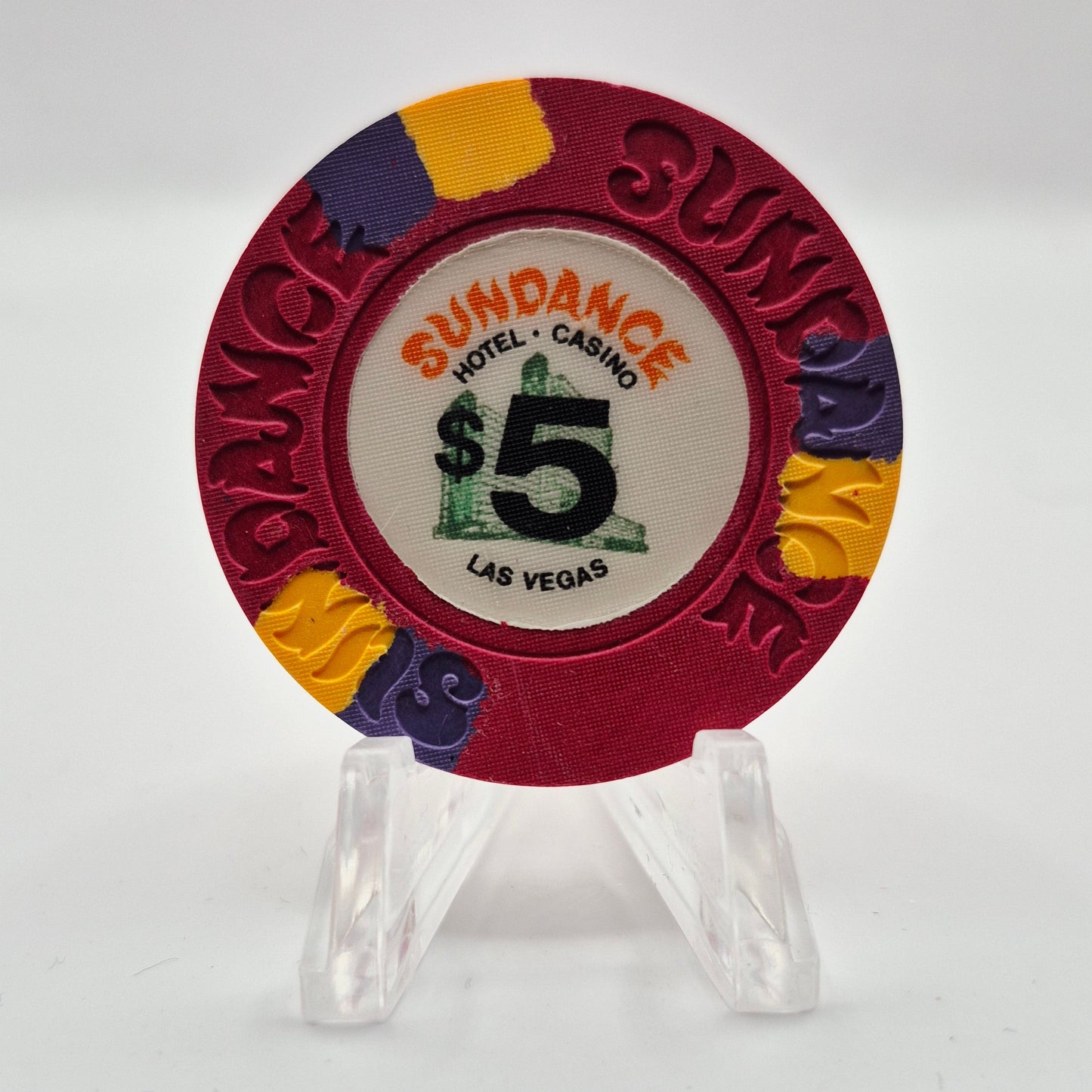 Sundance Hotel Casino Las Vegas Nevada 1980's $5 Casino Chip N2235 *Sharp