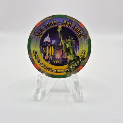 New York New York Hotel Casino Las Vegas Nevada 1997 "Grand Opening" $10 Casino Chip N8853