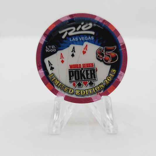 Rio Hotel Casino Las Vegas Nevada 2013 WSOP "Quad Aces" $5 Casino Chip D1116 LTD 1000