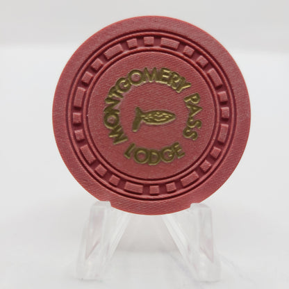 Montgomery Pass Lodge Montgomery Pass Nevada 1953 "Roulette" Chip N3275 (Pink)