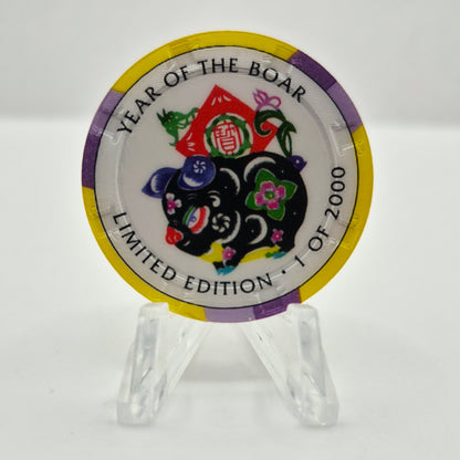 Crystal Park Casino Crystal City California 1996 Grand Opening 'Year of the Boar' $5 Casino Chip