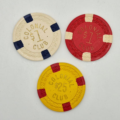 Colonial Club Chicago Illinois 3 Chip Bundle