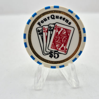 Four Queens Hotel Casino Las Vegas Nevada 1995 'Queens Poker Classic' $5 Casino Chip N0529