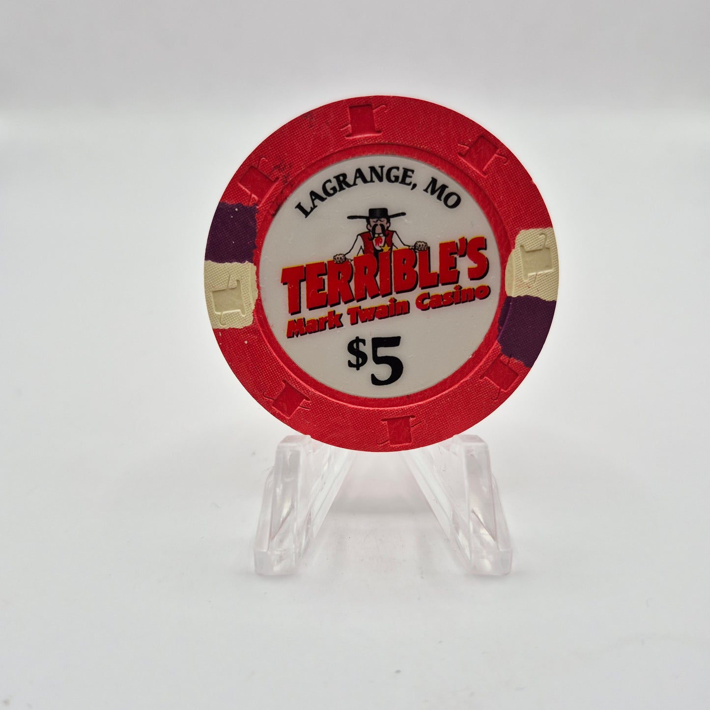 Terrible's "Mark Twain" Riverboat Casino La Grange Missouri $5 Casino Chip