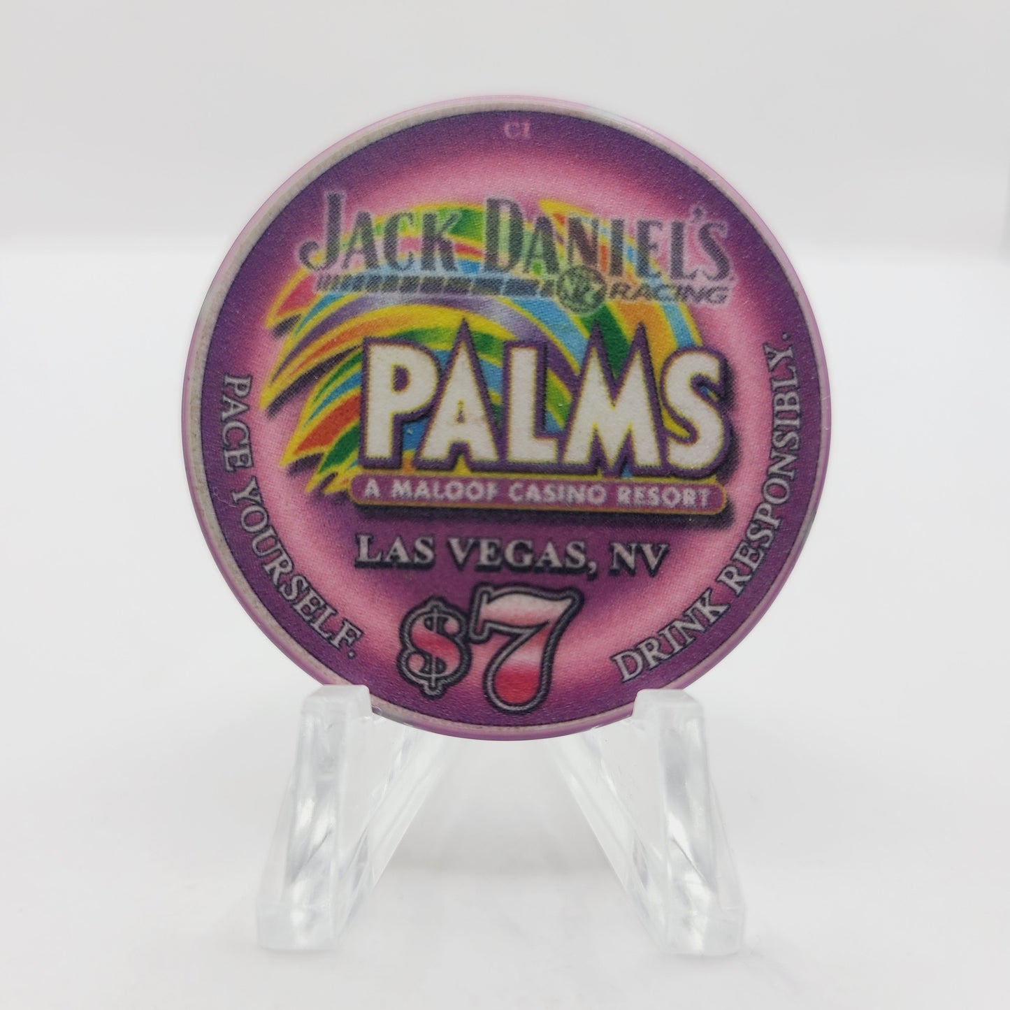 Palms Hotel Casino Las Vegas Nevada 2005 $7 "Jack Daniels Racecar" Casino Chip E4340 LTD 3777