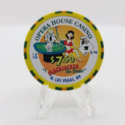 Opera House Casino Las Vegas Nevada 1996 "Blackjack The Dealer" $7.50 Casino Chip N8904
