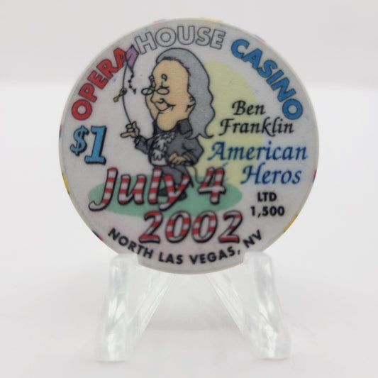 Opera House Casino Las Vegas Nevada 2002 4th of July $1 Casino Chip E1731 LMT 1500