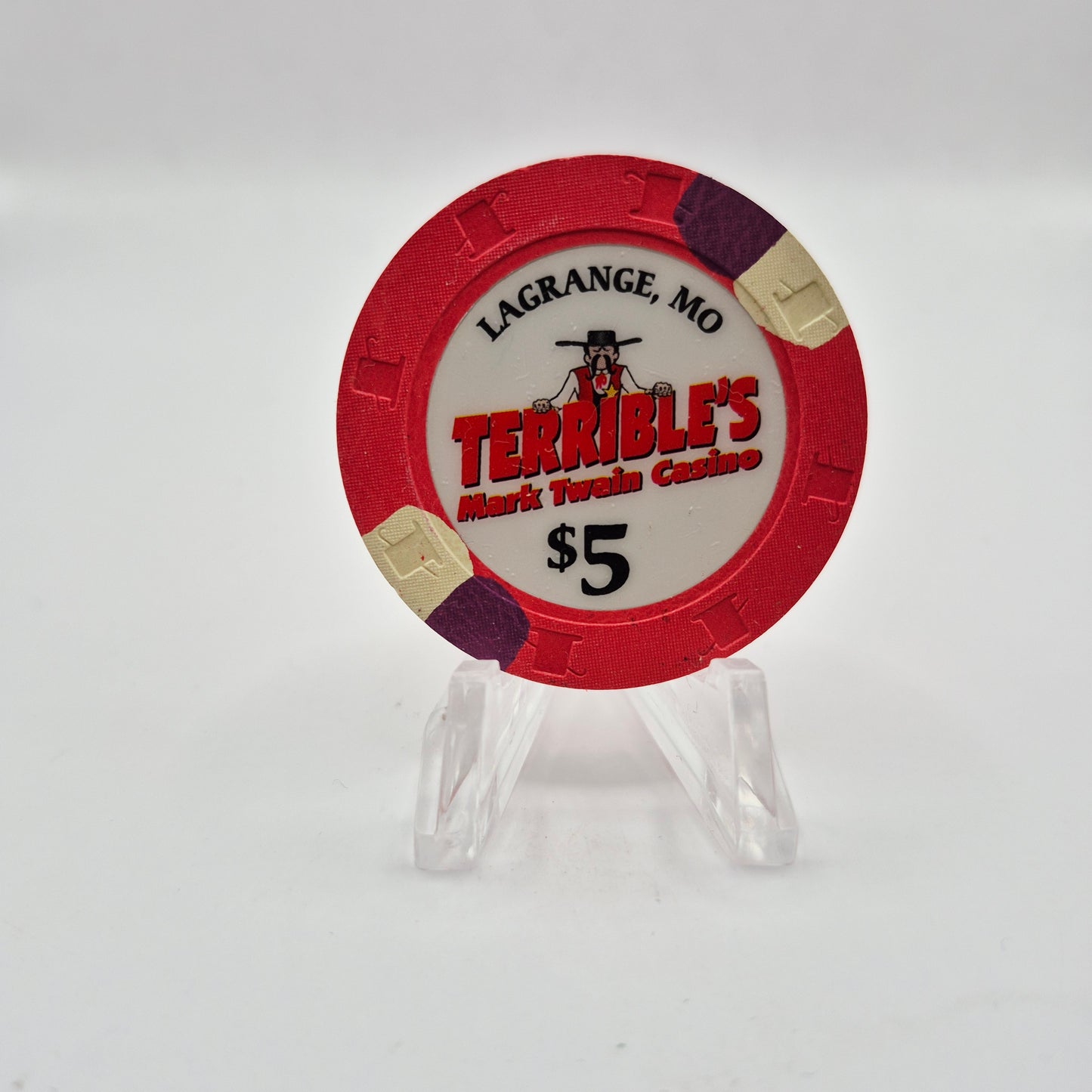 Terrible's "Mark Twain" Riverboat Casino La Grange Missouri $5 Casino Chip