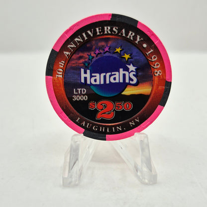 Harrah's Casino Laughlin Nevada 1998 "10th Anniversary" $2.50 Casino Chip V2705