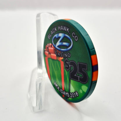 Z Casino Blackhawk Colorado '2016 Christmas' $25 Casino Chip