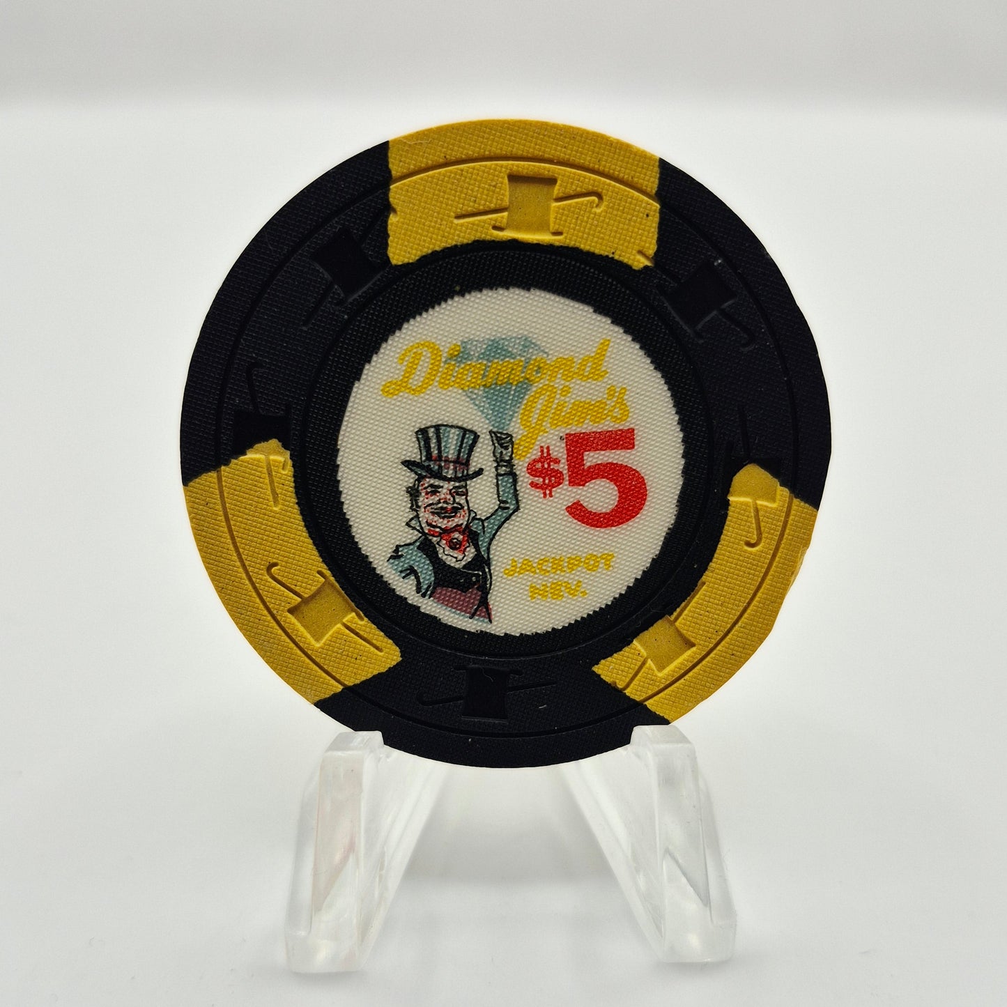 Diamond Jim's Jackpot Nevada 1960 $5 Casino Chip N3793 *small chip on edge