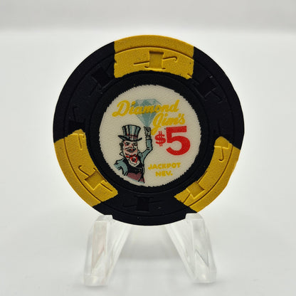 Diamond Jim's Jackpot Nevada 1960 $5 Casino Chip N3793 *small chip on edge