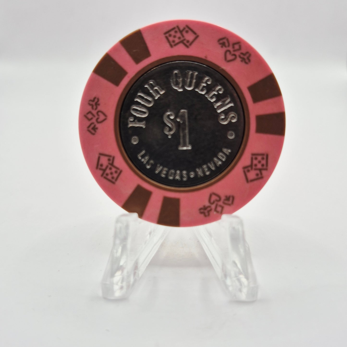 Four Queens Hotel and Casino Las Vegas NV $1 Casino Chip 1978 N1622 *light pink