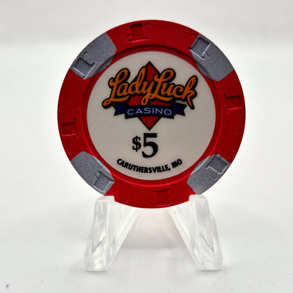 Lady Luck Casino Caruthersville Missouri $5 Casino Chip *Backup Chip **UNC