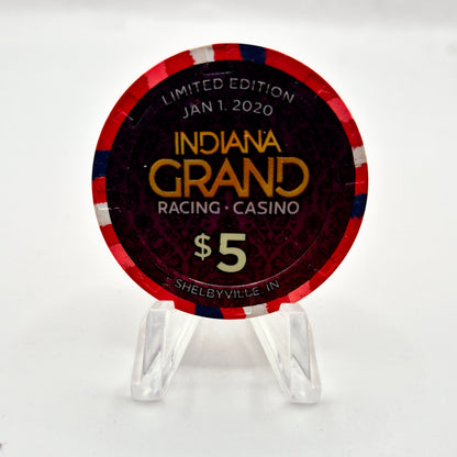 Indiana Grand Hotel Casino Shelbyville Indiana 2020 "New Year's Eve" $5 Casino Chip