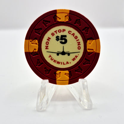 Non Stop Casino Card Room Tukwila Washington $5 Casino Chip