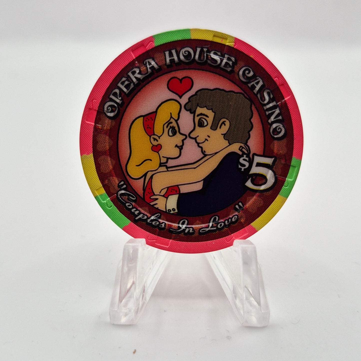 Opera House Casino Las Vegas Nevada 2002 Valentine's Day $5 Casino Chip V9272