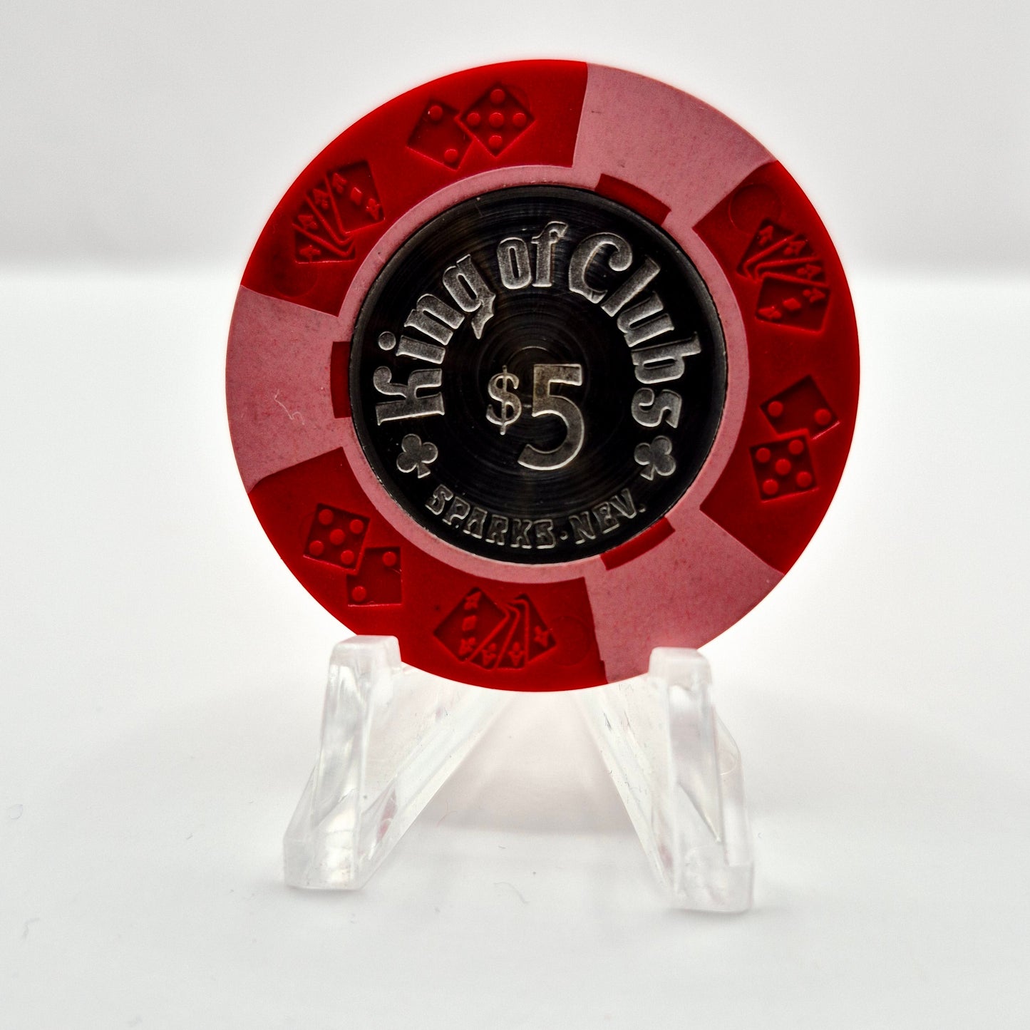 King of Clubs Casino Sparks Nevada 1975 $5 "Coin Inlay" Casino Chip N5202