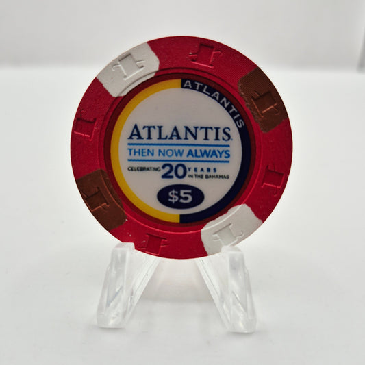 Atlantis Resort Casino Paradise Island Bahamas 2014 '20th Anniversary' $5 Casino Chip