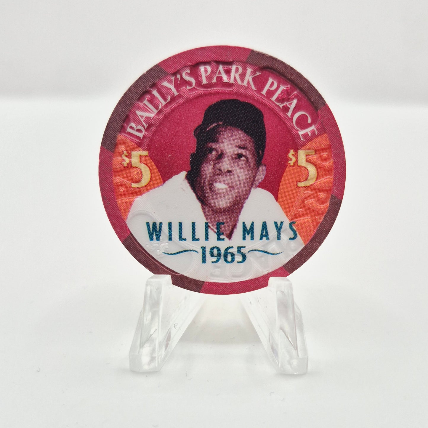 Bally's Park Place Atlantic City New Jersey 'Willie Mays 1965 MVP' $5 Casino Chip