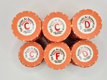 The Resort At Summerlin 1999 Rack of 100 Miscellaneous Roulette Chips