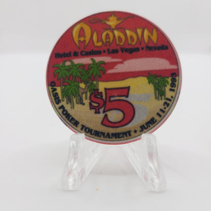Aladdin Hotel Casino Las Vegas Nevada 1993 "Oasis Poker Tournament " $5 Casino Chip N7364 LTD 1000