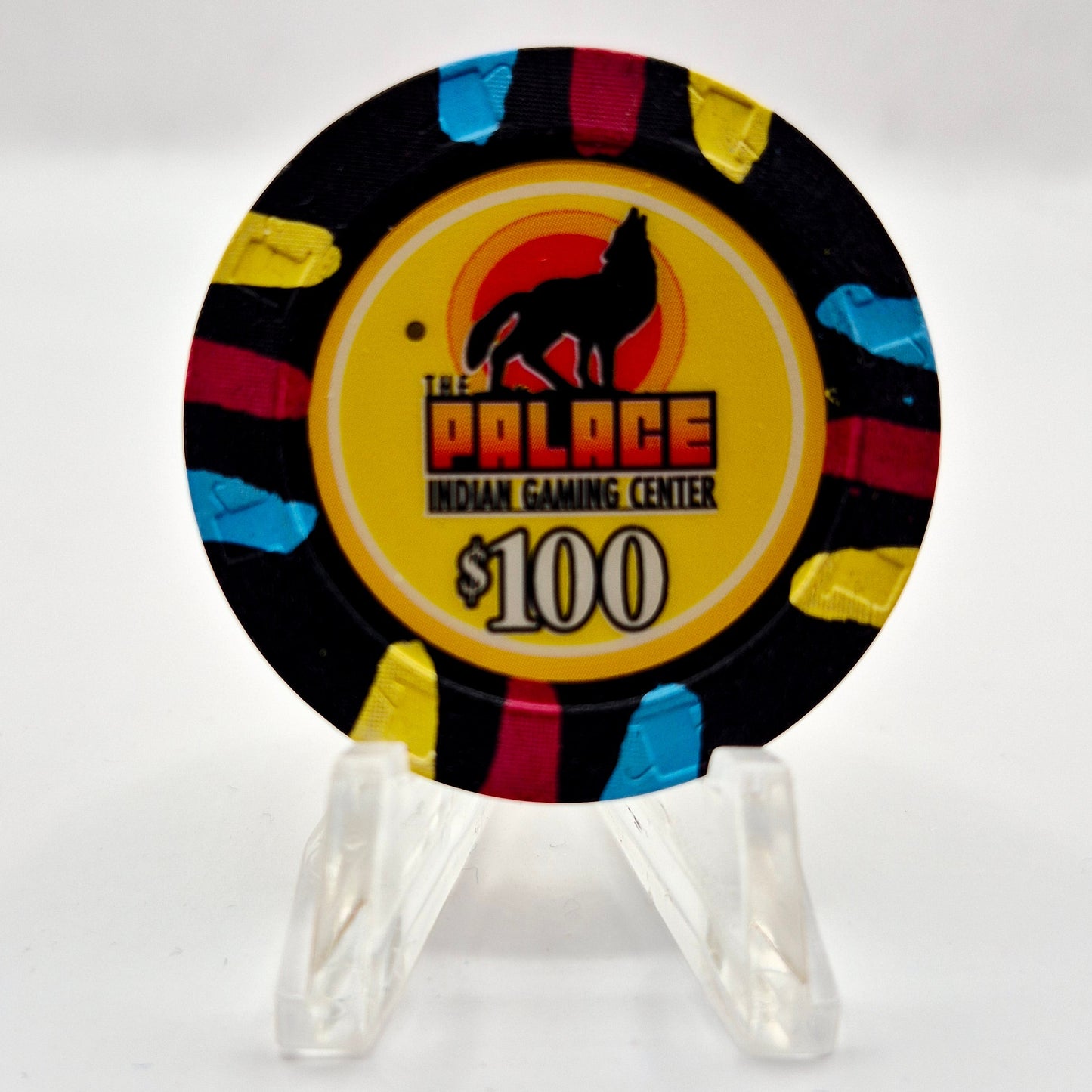 The Palace Indian Gaming Center Lemoore California $100 Casino Chip *Yellow inlay