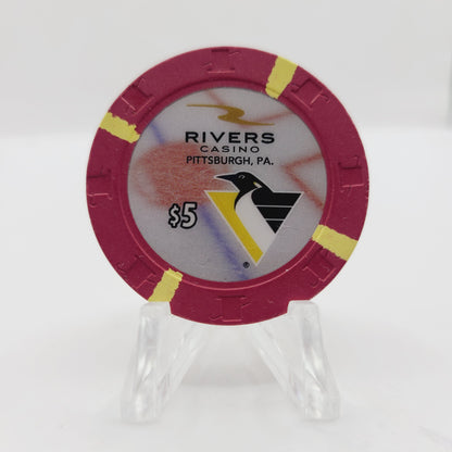 Rivers Casino Pittsburgh Pennsylvania 2017 "Pittsburgh Penguins" $5 Casino Chip