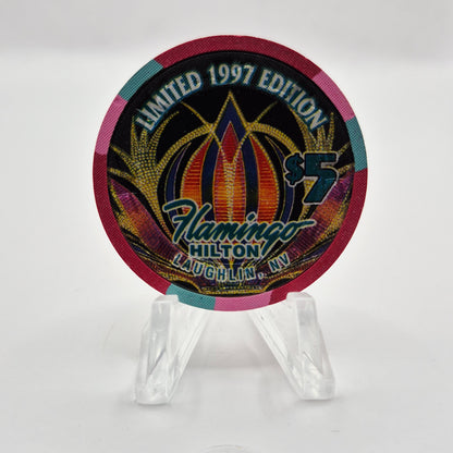 Flamingo Hilton Laughlin Nevada 1997 'Gambler' LE $5 Casino Chip N9696