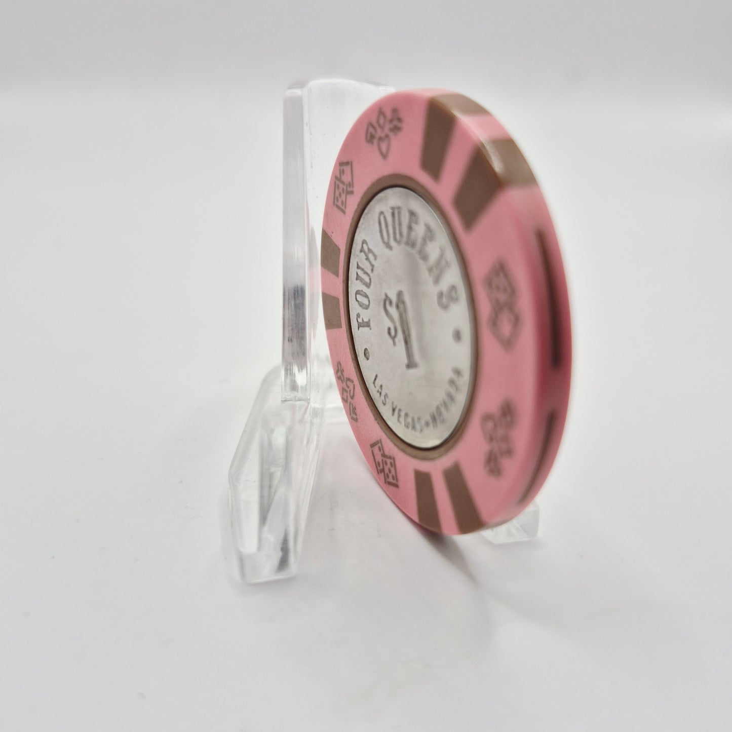 Four Queens Hotel and Casino Las Vegas NV $1 Casino Chip 1978 N1622 *light pink