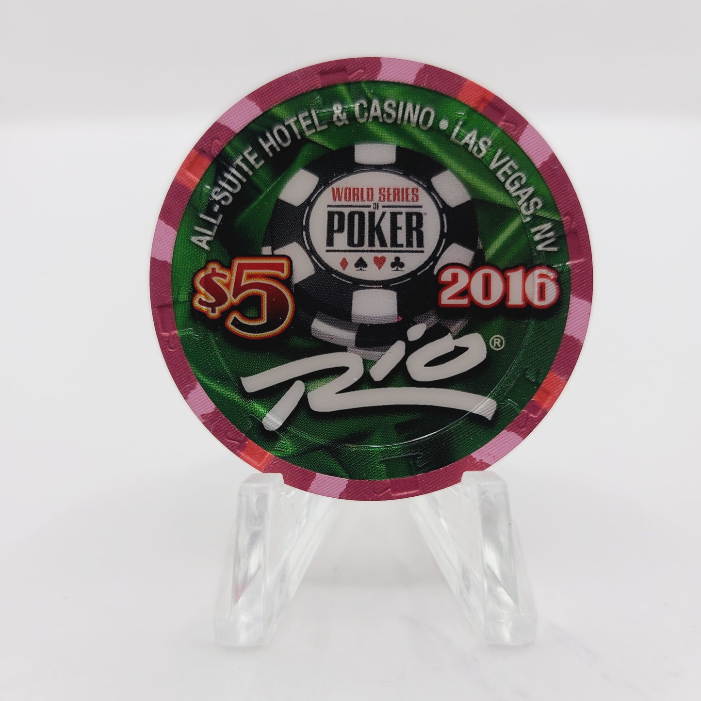 Rio Hotel Casino Las Vegas Nevada 2016 WSOP "Spayed Royal" $5 Casino Chip D2395 LTD 2500