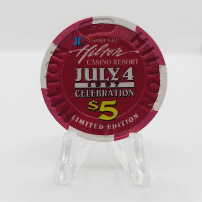 Atlantic City Hilton Atlantic City New Jersey "Independence Day" $5 Casino Chip